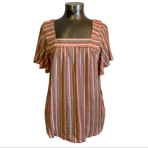 Est 1946 Square Neck Multicolor Peasant Blouse
